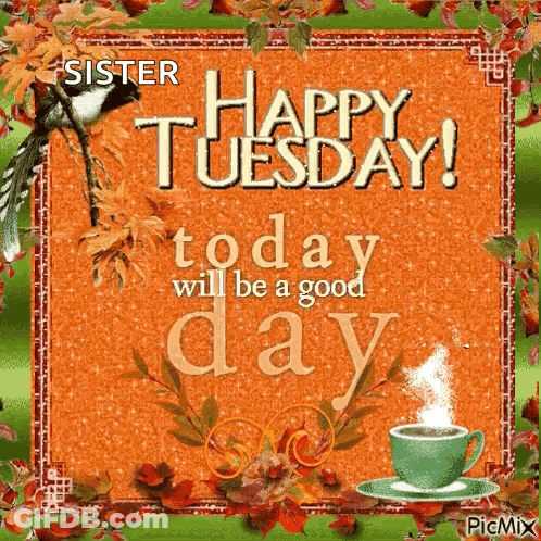 Happy Tuesday Greeting Card With Coffee GIF