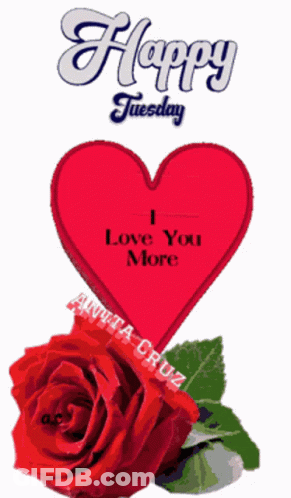 Happy Tuesday Greeting Card With Red Rose GIF