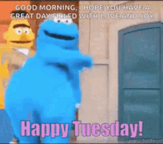 Happy Tuesday Morning Cookie Monster Ernie Dancing GIF
