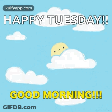 Happy Tuesday Sun Peeking Behind Cloud GIF