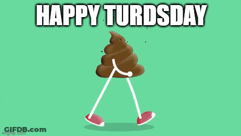 Happy Turdsday Poop Walking Cartoon GIF