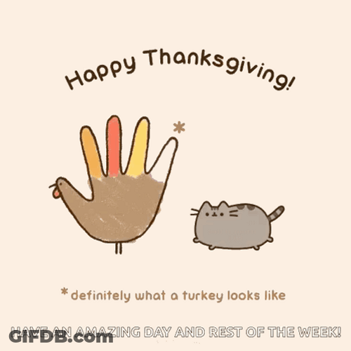 Happy Turkey And Cat On Pusheen Thanksgiving GIF