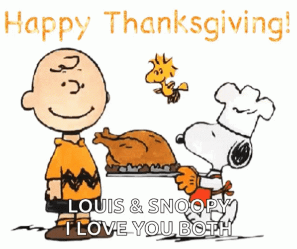 Happy Turkey Day Louis And Snoopy GIF