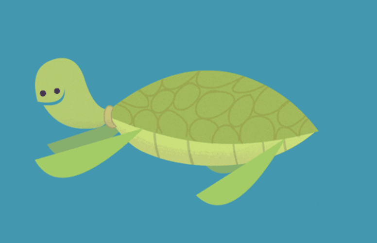 Happy Turtle Cartoon Swimming Away GIF
