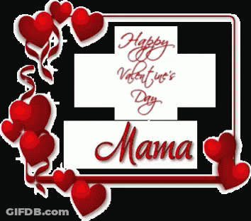 Happy Valentine Day Mama Sign With Red Hearts GIF