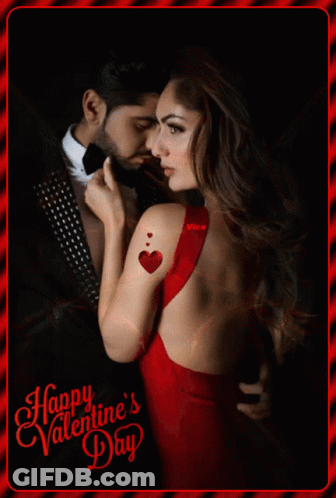 Happy Valentine's Day Card With Man And Woman GIF