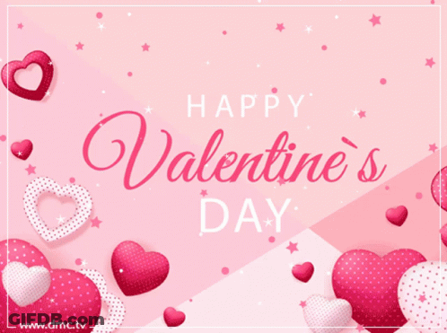 Happy Valentine's Day Card With Pink Hearts GIF