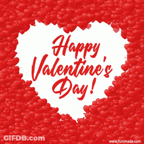 Happy Valentine's Day Card With Red Hearts GIF