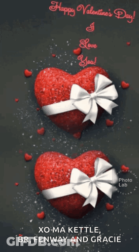 Happy Valentine's Day Card With Two Hearts GIF