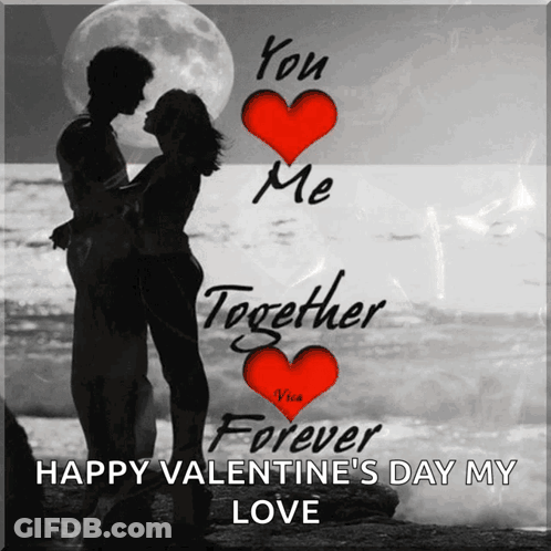 Happy Valentine's Day Couple Hugging GIF