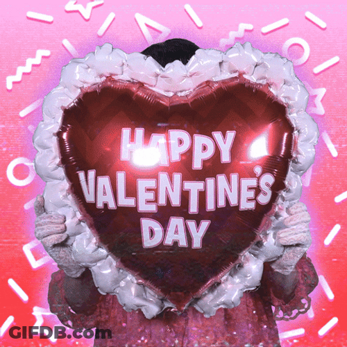 Happy Valentine's Day Gay Holding Heart Balloon GIF