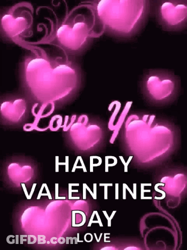 Happy Valentine's Day Greeting Card With Pink Hearts GIF