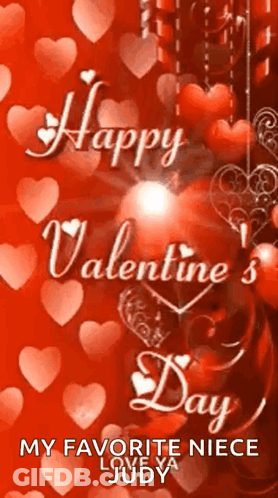 Happy Valentine's Day Greeting Card With Red Hearts And Candle GIF