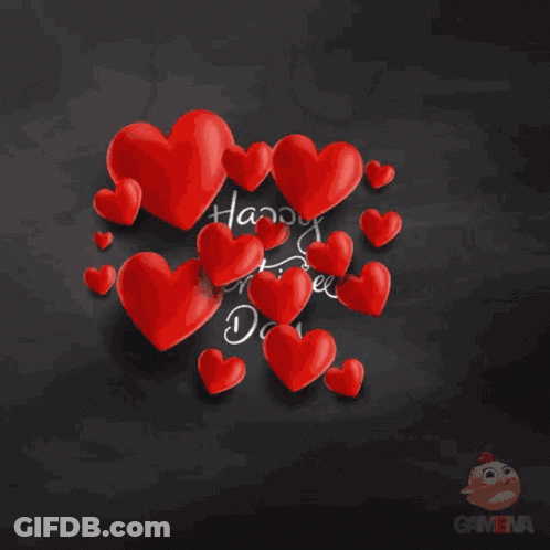 Happy Valentine's Day Greeting Card With Red Hearts GIF