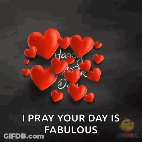 Happy Valentine's Day Greeting Card With Red Hearts GIF