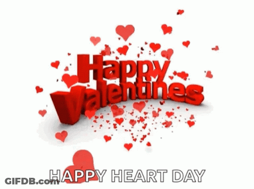 Happy Valentine's Day Greeting With Red Hearts Saying Happy Heart Day GIF