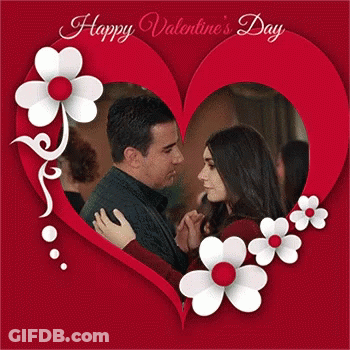 Happy Valentine's Day Woman In Heart Frame GIF