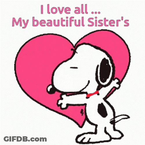 Happy Valentines Day Beautiful Sisters Snoopy GIF