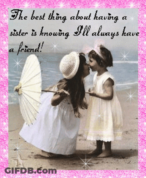Happy Valentines Day Cute Sisters Kissing GIF