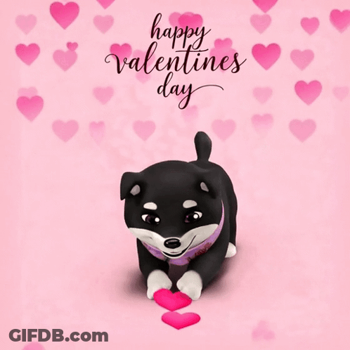 Happy Valentines Day Dog Wearing Bandana GIF