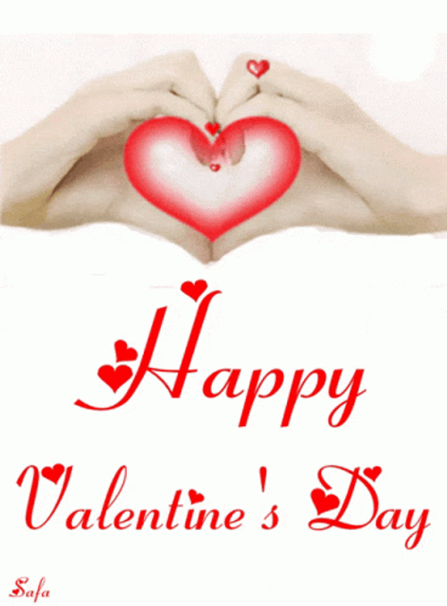 Happy Valentines Day Flashing Hand Heart GIF