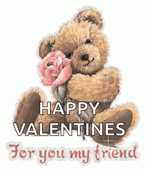 Happy Valentines Day Friend Sparkling Bear GIF