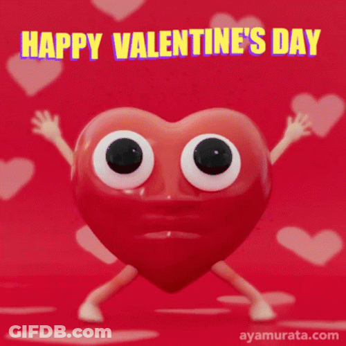 Happy Valentines Day Jumping Heart Animation GIF