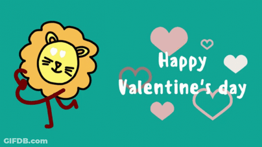 Happy Valentines Day Lion Dancing Animation GIF