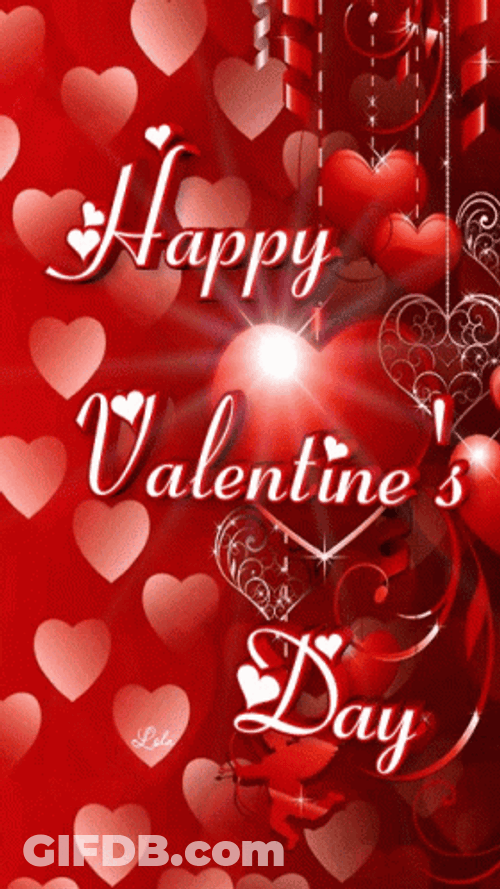 Happy Valentines Day Moving Word Text GIF