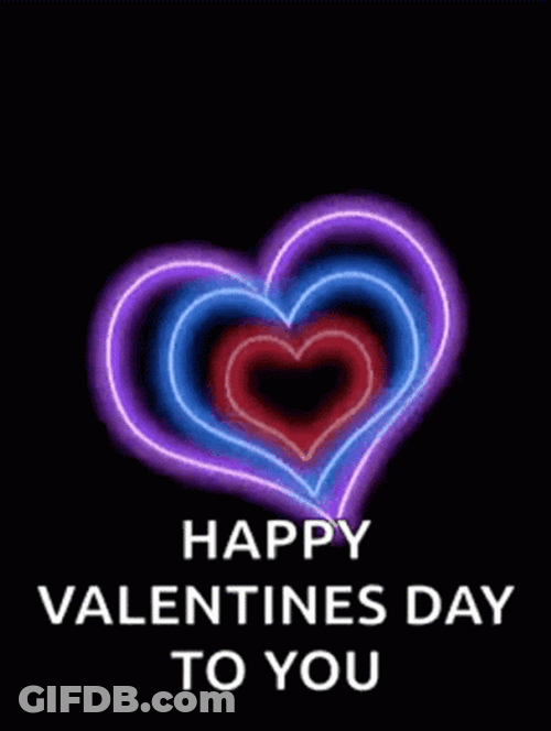 Happy Valentines Day Neon Hearts Design GIF