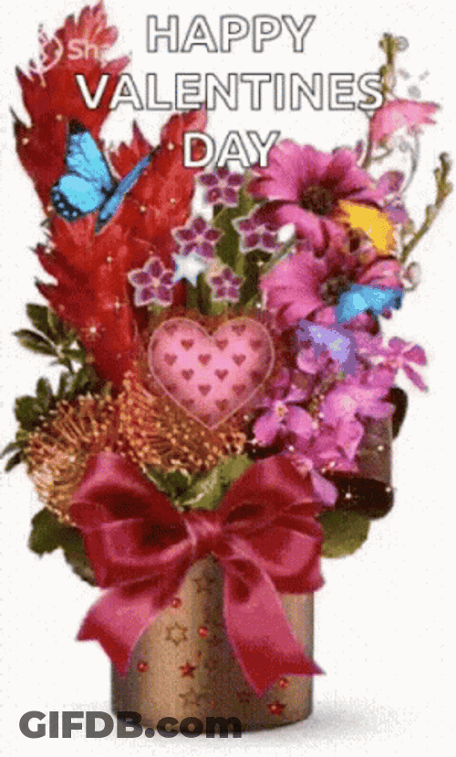 Happy Valentines Day Shimmering Bouquet GIF
