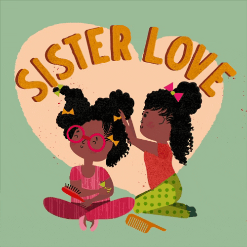 Happy Valentines Day Sisters Fixing Hair Mobile Art GIF