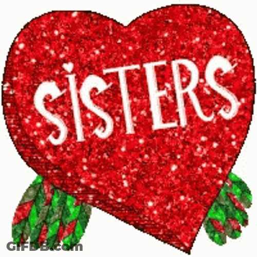 Happy Valentines Day Sisters Glittering Heart GIF