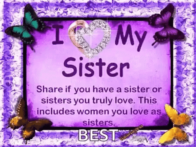 Happy Valentines Day Sisters Purple Graphics Design GIF