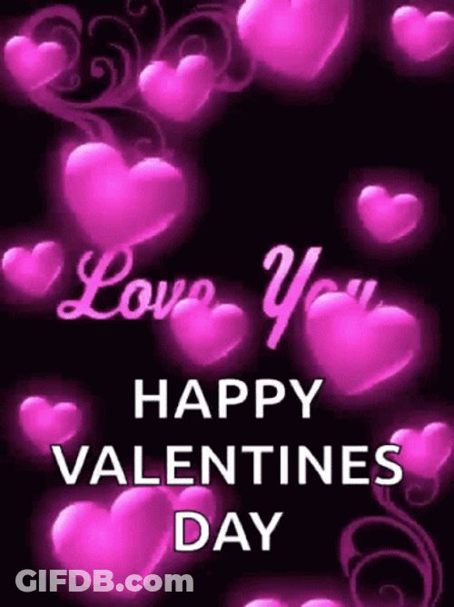 Happy Valentines Falling Purple Hearts GIF