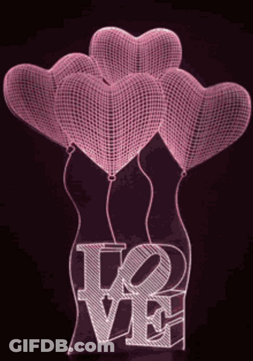 Happy Valentines Love Balloon Red Hearts Sparkles GIF
