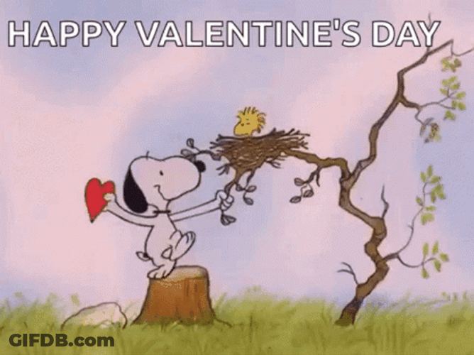 Happy Valentines Snoopy Bird's Nest GIF