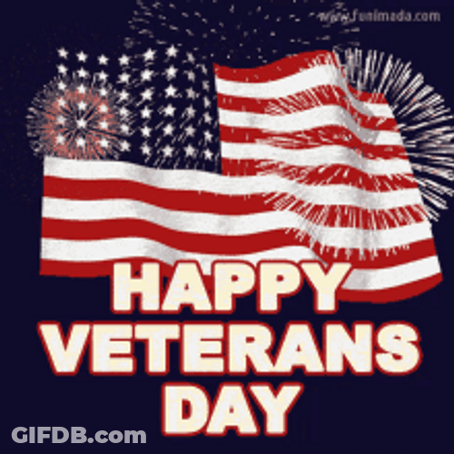 Happy Veterans Day Flag And Fireworks GIF