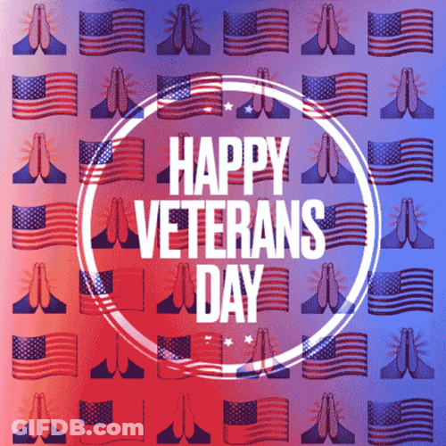 Happy Veterans Day Pray Emoji American Flag Loop GIF