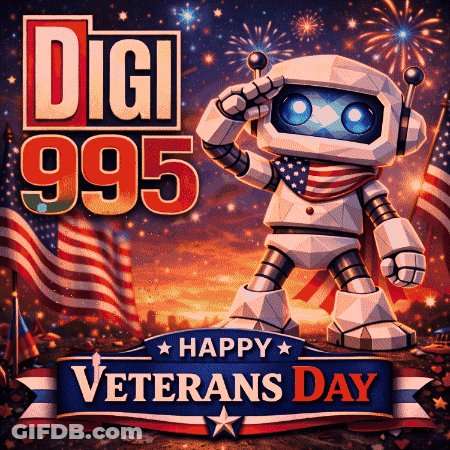 Happy Veterans Day Robot Poster GIF