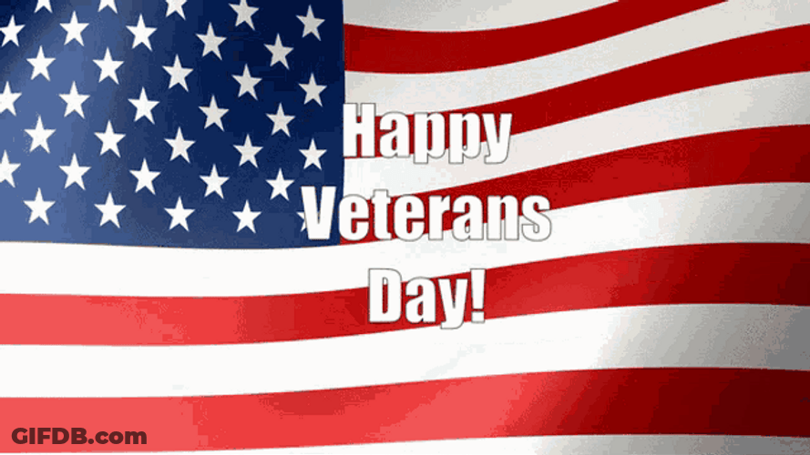 Happy Veterans Day Waving United States Flag GIF