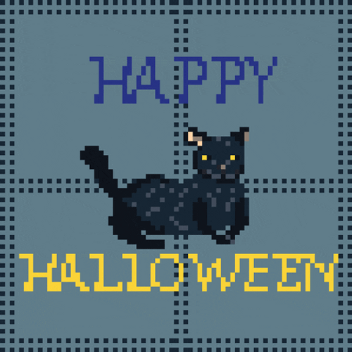 Happy Vintage Halloween Trick Or Treat Cat GIF