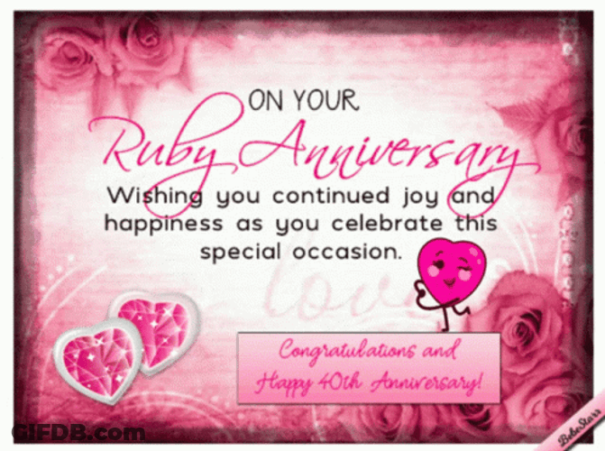 Happy Wedding Anniversary 40Th Ruby Celebration GIF