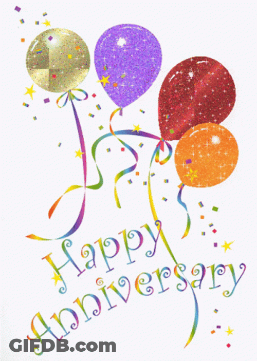 Happy Wedding Anniversary Balloons Glitters GIF
