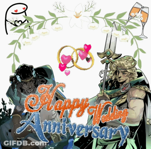 Happy Wedding Anniversary Card With Sword And Hearts GIF