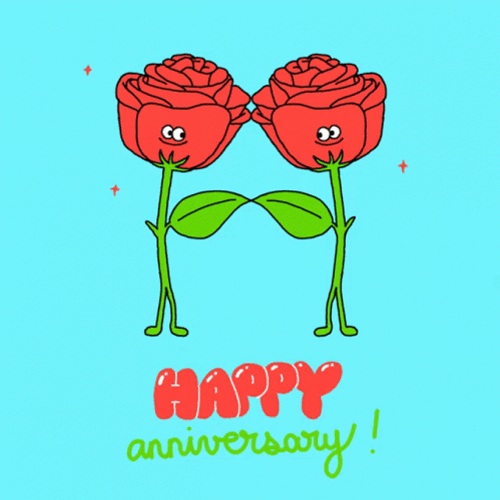 Happy Wedding Anniversary Dancing Roses Animation GIF
