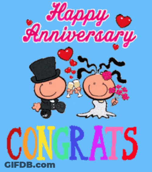 Happy Wedding Anniversary Flashing Congrats GIF