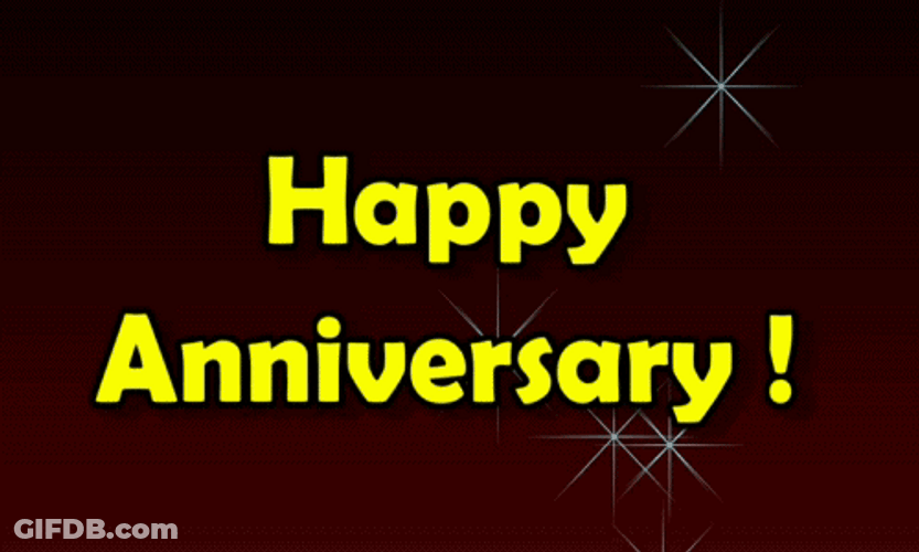 Happy Wedding Anniversary Flashing Red Hearts GIF