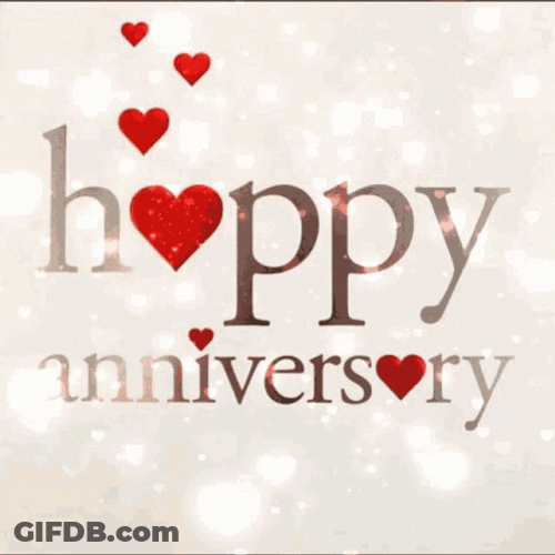 Happy Wedding Anniversary Gleaming Hearts GIF