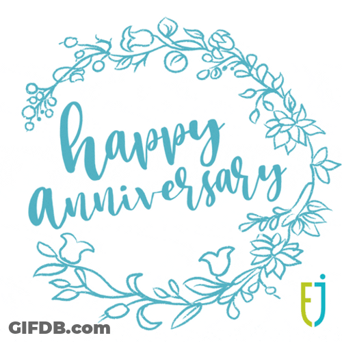 Happy Wedding Anniversary Green Wreath GIF